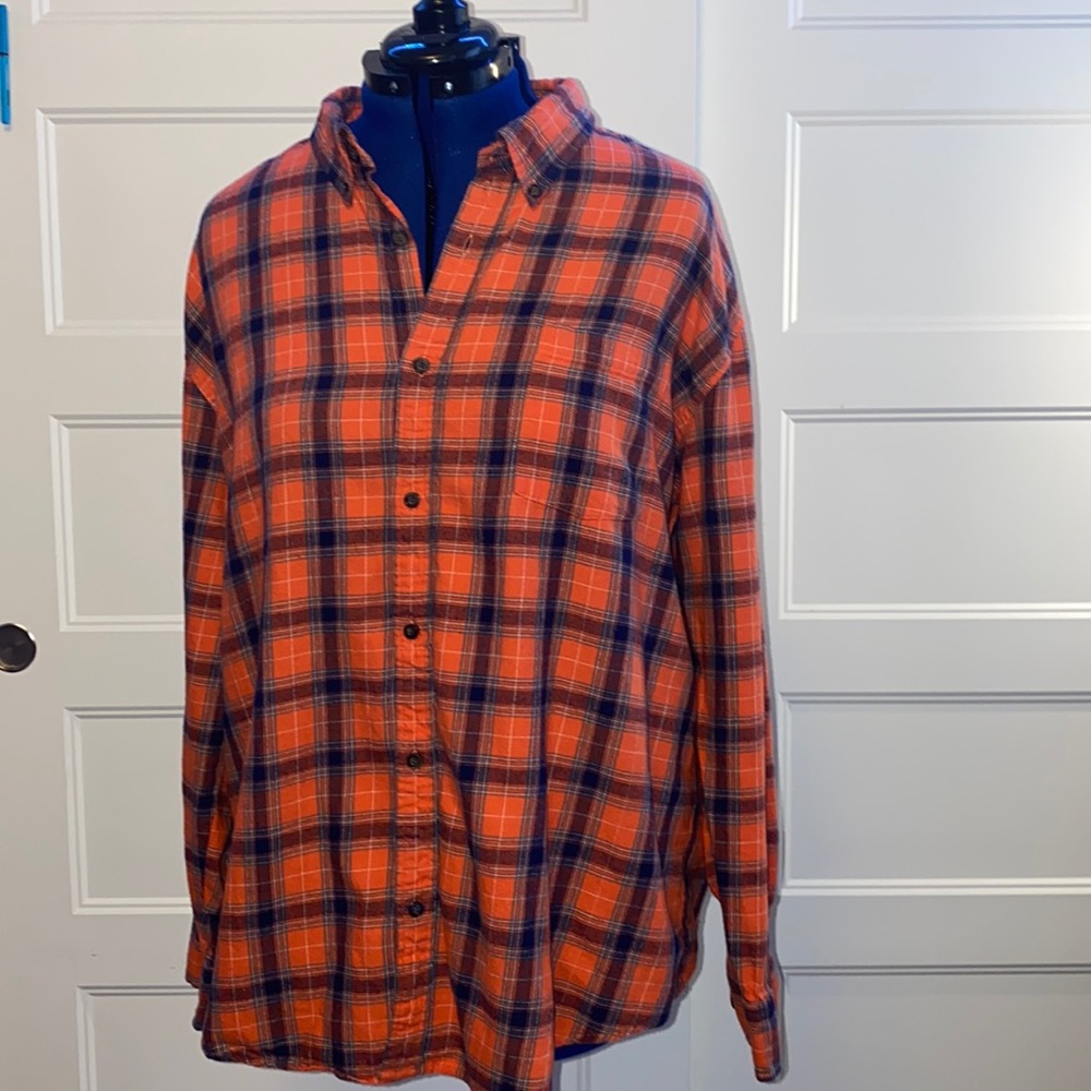 Orange St John’s Bay Flannel Shirt Classic Fit Sz XXL